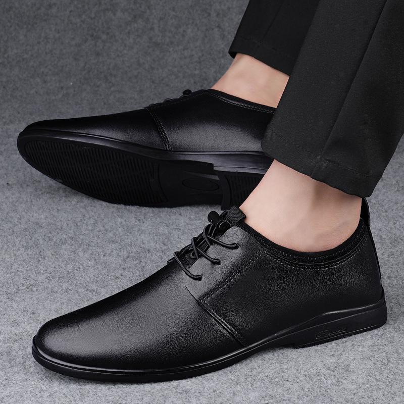 Нескользящая деловая обувь на шнуровке, универсальные туфли-оксфорды, натуральная кожа, мужские деловые туфли, дышащая мужская повседневная обувь