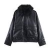 Womens Detachable Collar Fashion Leather Jacket Fall 2025 Versatile Long Sleeve Temperament Coat