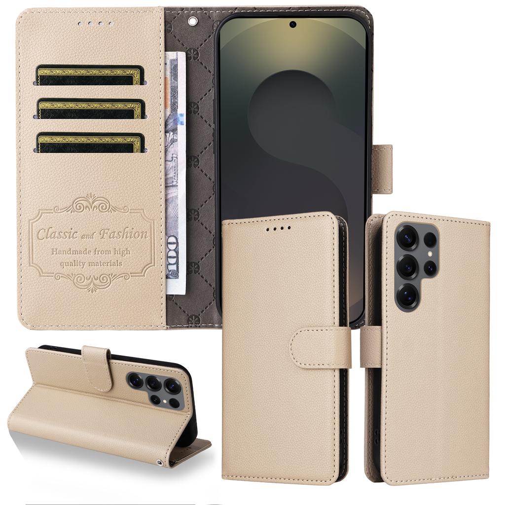 For Samsung Galaxy S25 Ultra Case RFID Blocking 3 Card Slots PU Leather Phone Cover with Wrist Strap