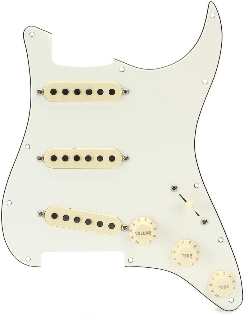 Fender Strat Steel Parchment PG Pre-Wired Pickguard, Tex-Mex Strap, 11-Hole