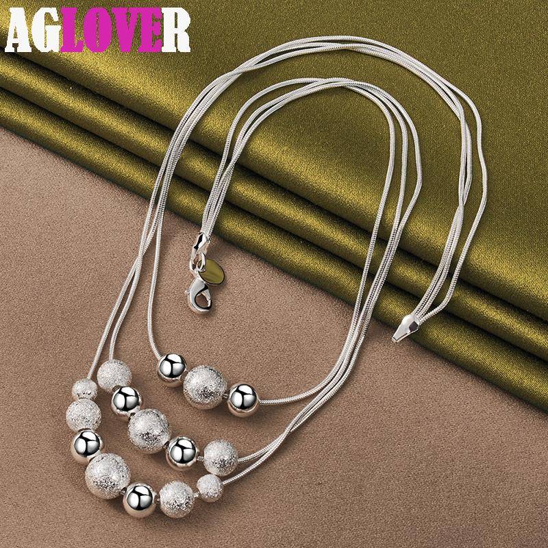 Ювелирные изделия из стерлингового серебра 925 пробы с цепочкой из трех змей, матовое гладкое ожерелье с подвеской