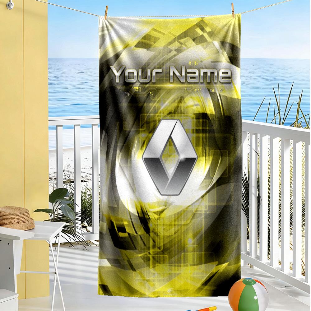Renault Personalized Name Beach Towel Soft Durable Quick-Dry Ideal for Travel Outdoor Swim Pool Yoga Surf Camping Hiking Gym Gift Holiday
