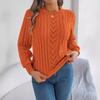 HNXC Autumn and Winter Casual Solid Color Hollowed-out Lantern Sleeve Pullover Sweater Women's Wear