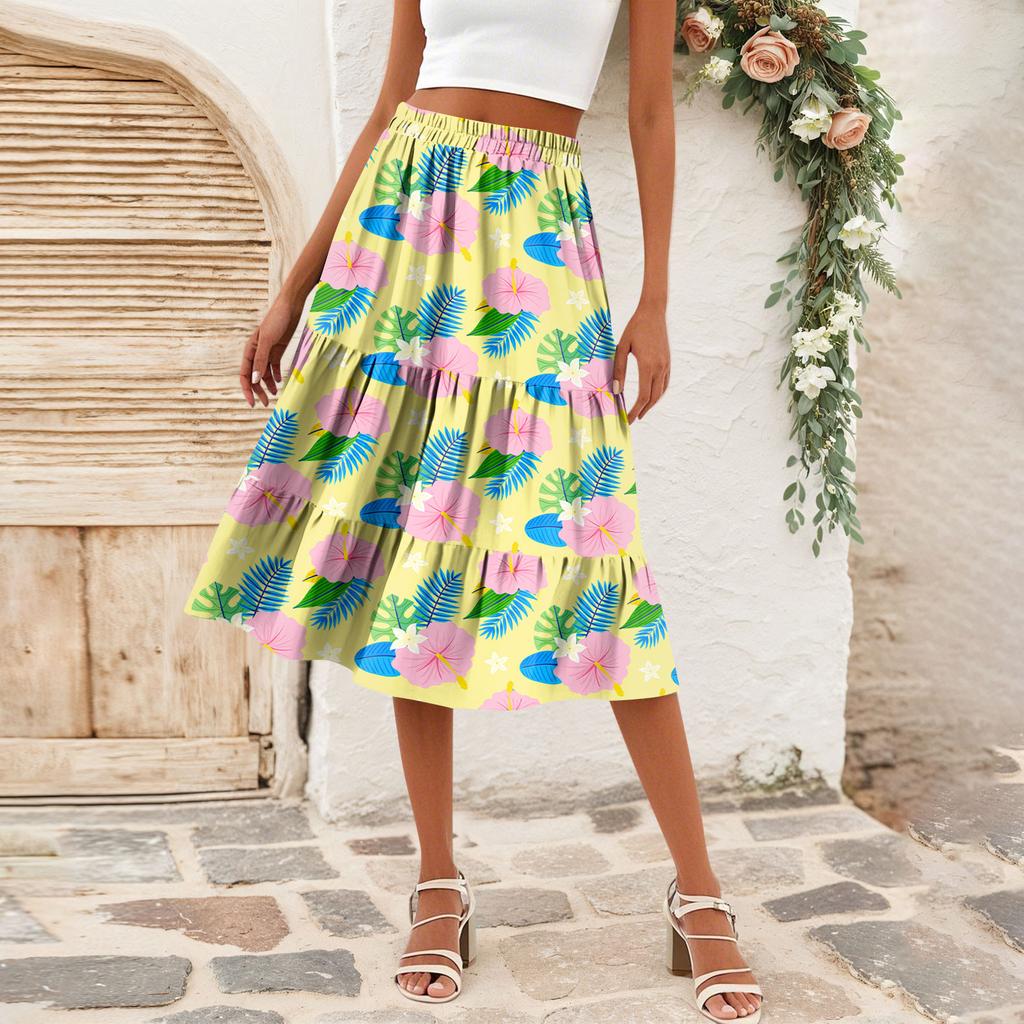 Женская повседневная юбка А-силуэта с высокой талией, юбка в полоску с принтом в горошек и карманами