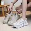 4.5CM Summer Woven Mesh Shoes Women Thick Sole Lace-Up Lightweight Breathable Genuine Leather Casual Sneakers 2025 Women Shoes