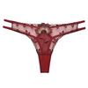 Women Thong Lace Embroidery Color Close Fit Underwear Mesh See Through G-string Briefs Panties