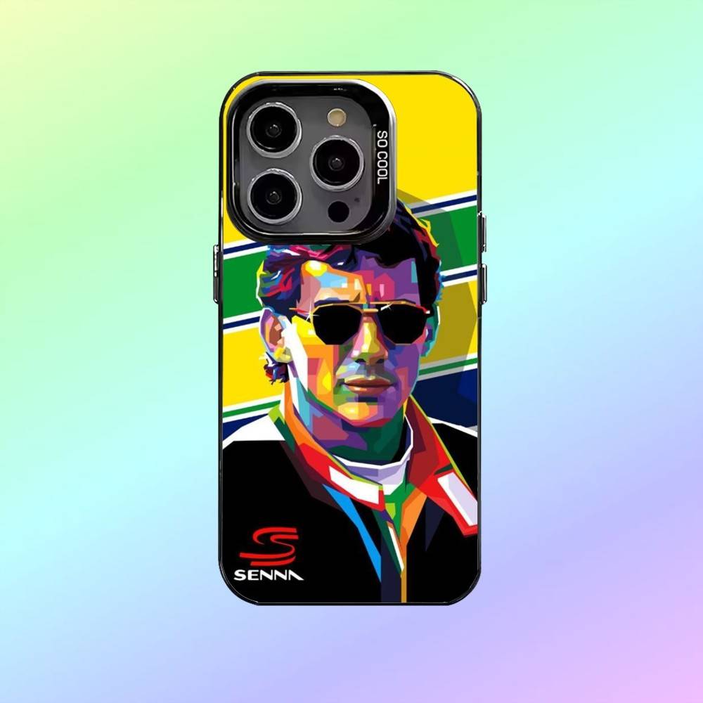 Чехол для телефона с изображением гонщика Айртона Сенны Для iPhone17,16,15,14,13,12,11 Plus,Pro Max Цветной Серебристый Задний Чехол для Телефона