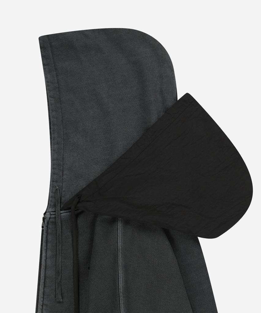Node Labs Dev:7 Худи на молнии с двойным капюшоном, окрашенное garment-dye_Черный