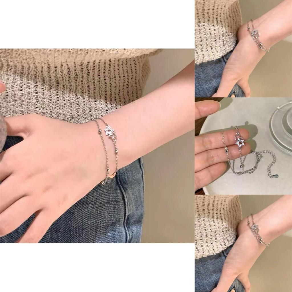 Stylish Dual Star Charm Bracelet For Women Minimalist Copper Plated Jewelry Elegant