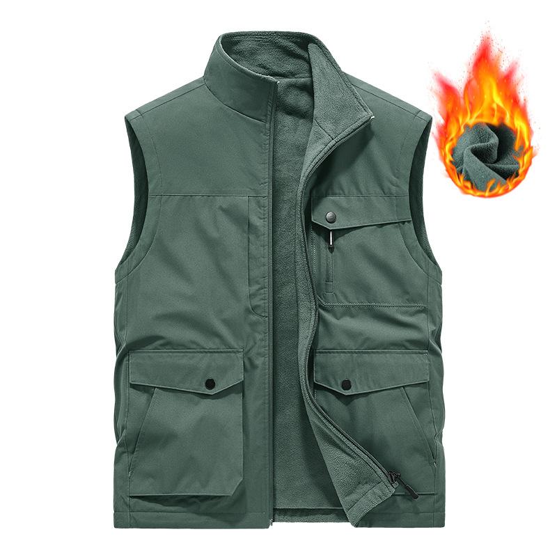 Повседневный жилет, зимний, двойной карман, большой размер, двухстороннее, свободное, быстросохнущее мужское пальто, на бретелях с флисовым жилетом