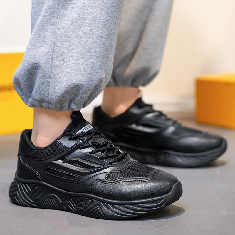 Мужская обувь Новая платформа Мужская Легкая Однотонные Повседневные Кроссовки Модные Трендовые Черные На толстой подошве Мужские Вулканизированные туфли Студенческие