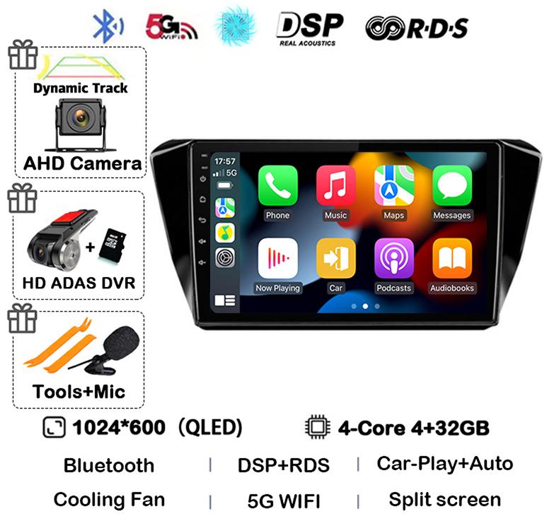 Автомагнитола Android 14 с Auto Carplay для Skoda Superb 3 2015 2016 2017 2018 2019 Мультимедийный стерео видеоплеер GPS 4G WiFi DSP BT