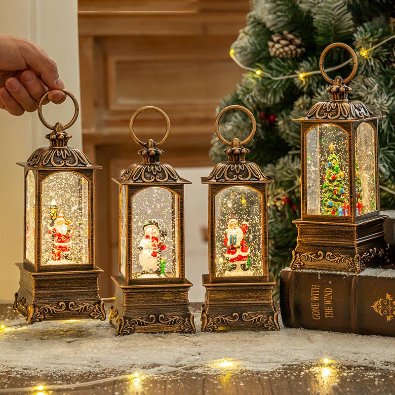 Christmas decorations Christmas crystal ball music box carved square lamp ornaments Christmas lights