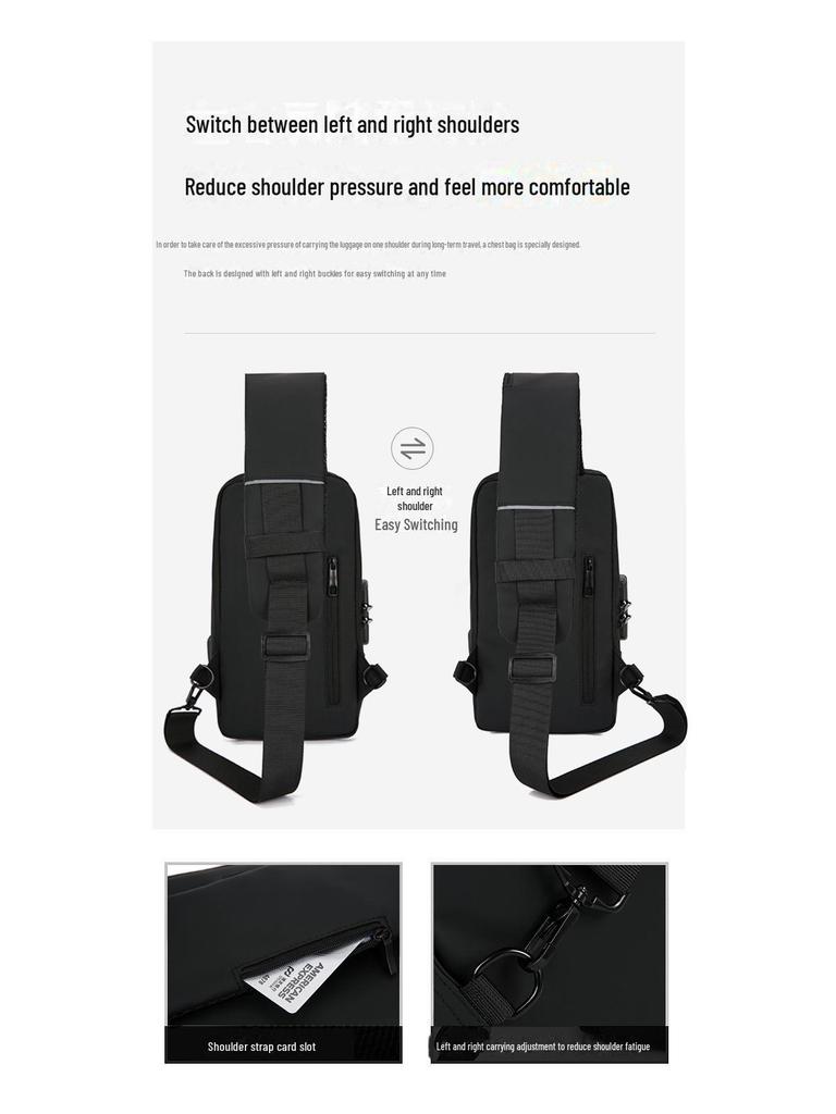 Men’s Anti-Theft Cross-Border Business Messenger Backpack - Large Capacity Shoulder & Chest Bag for Motorcycling.