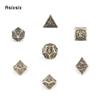 7 Pcs Yellow Double Swords Metal Dice Solid Polyhedral Dice Set Suitable for Role-Playing RPG    Board Game