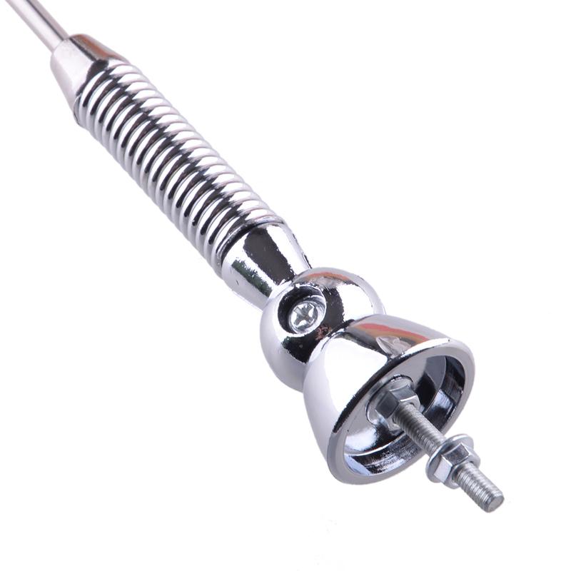 0-180 Degrees Roof Radio Antenna FM AM Signal Aerial Spring Soft Rod Mast Cable Telescopic Extended for Universal Cars Silver