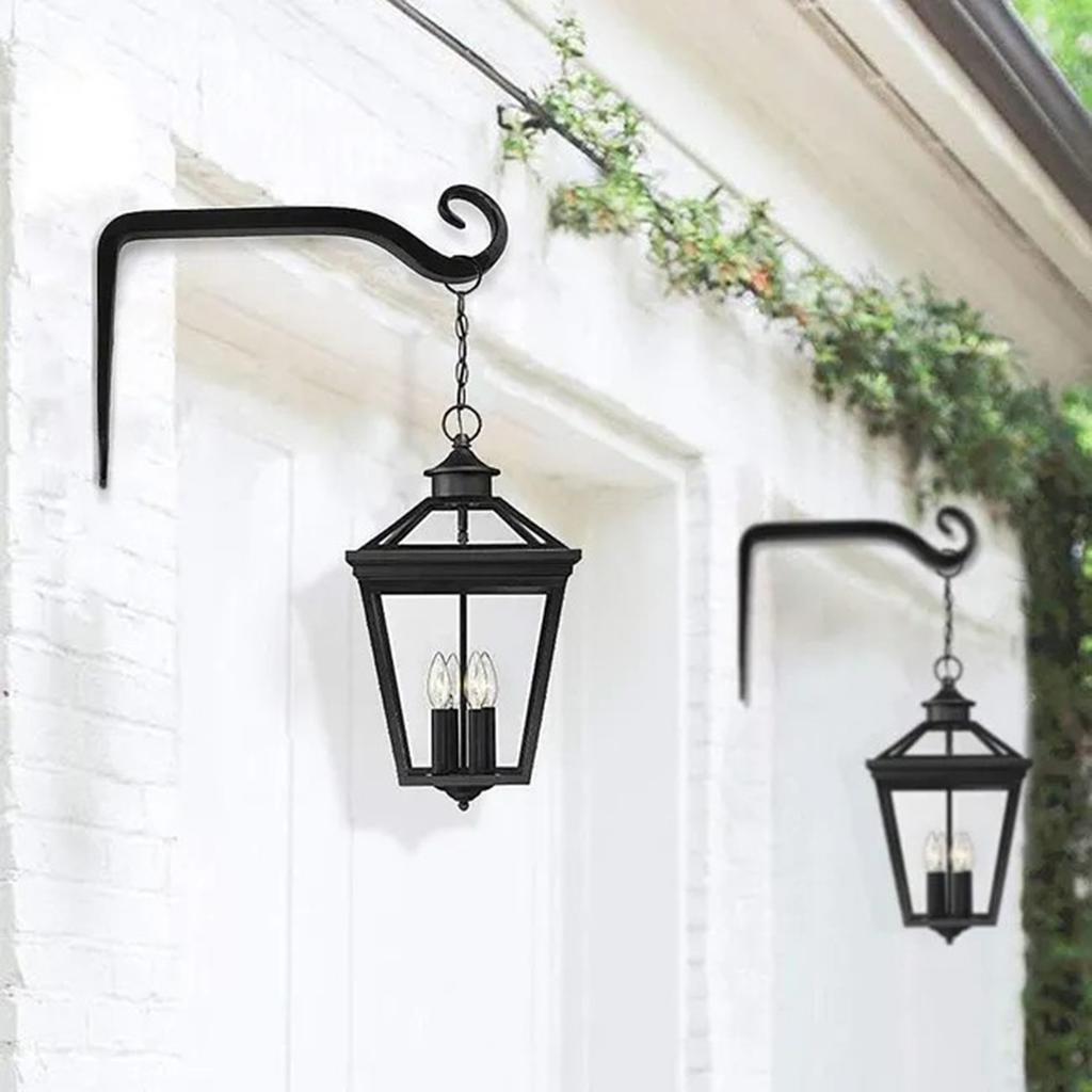 2 Pack Wall Mounted Forged Iron Hanging Brackets Decorative Wall Hooks for Hanging Planters Plants Lanterns Garden Home Decor