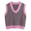 Women's Casual V-Neck Pullover Shirt Collision Color Sleeveless Sweater Vest