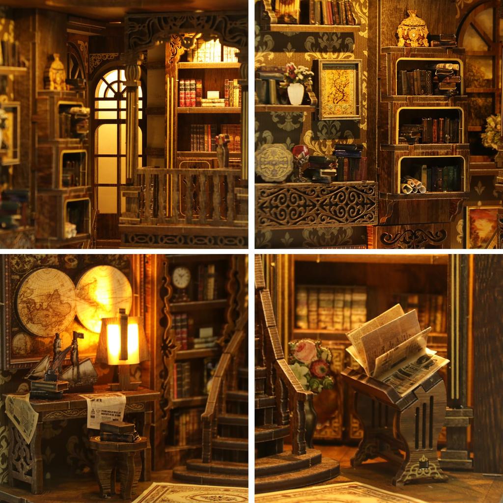 CRESYMME Miniature House Dollhouse Book Nook Wooden DIY 3D Hobby Handmade Book Dream Kit, (Old Collection)