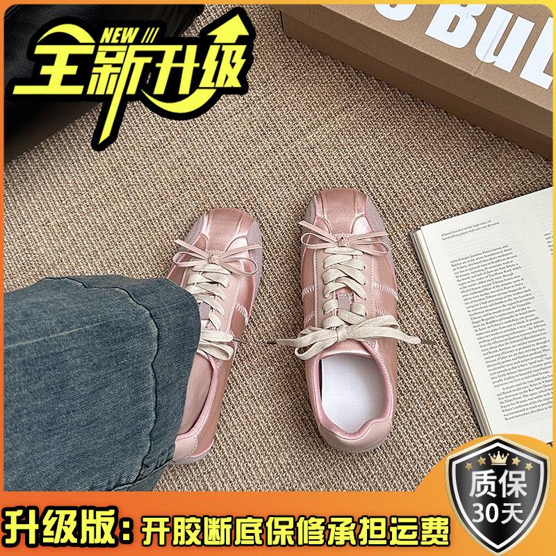 Ретро мода бант розовые кроссовки 2025 весна новые ремни повседневные туфли Форрест Гамп немецкие кроссовки женская обувь