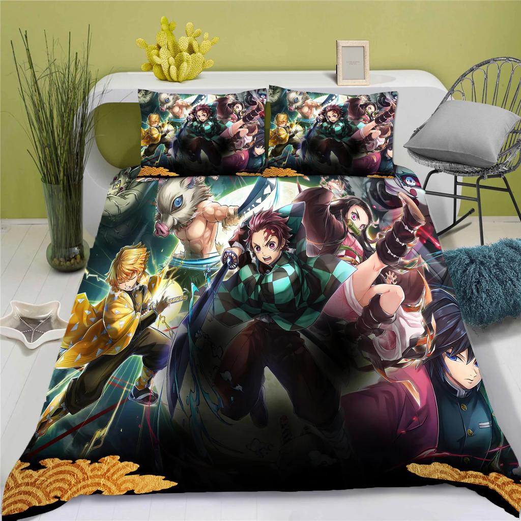 Children Coton D-Demon Slayer Soft Duvet Cover Polyester Set kimetsu no yaiba Beding Adorable Lovely Printed Carton Comfortable Quilt Cover Premium