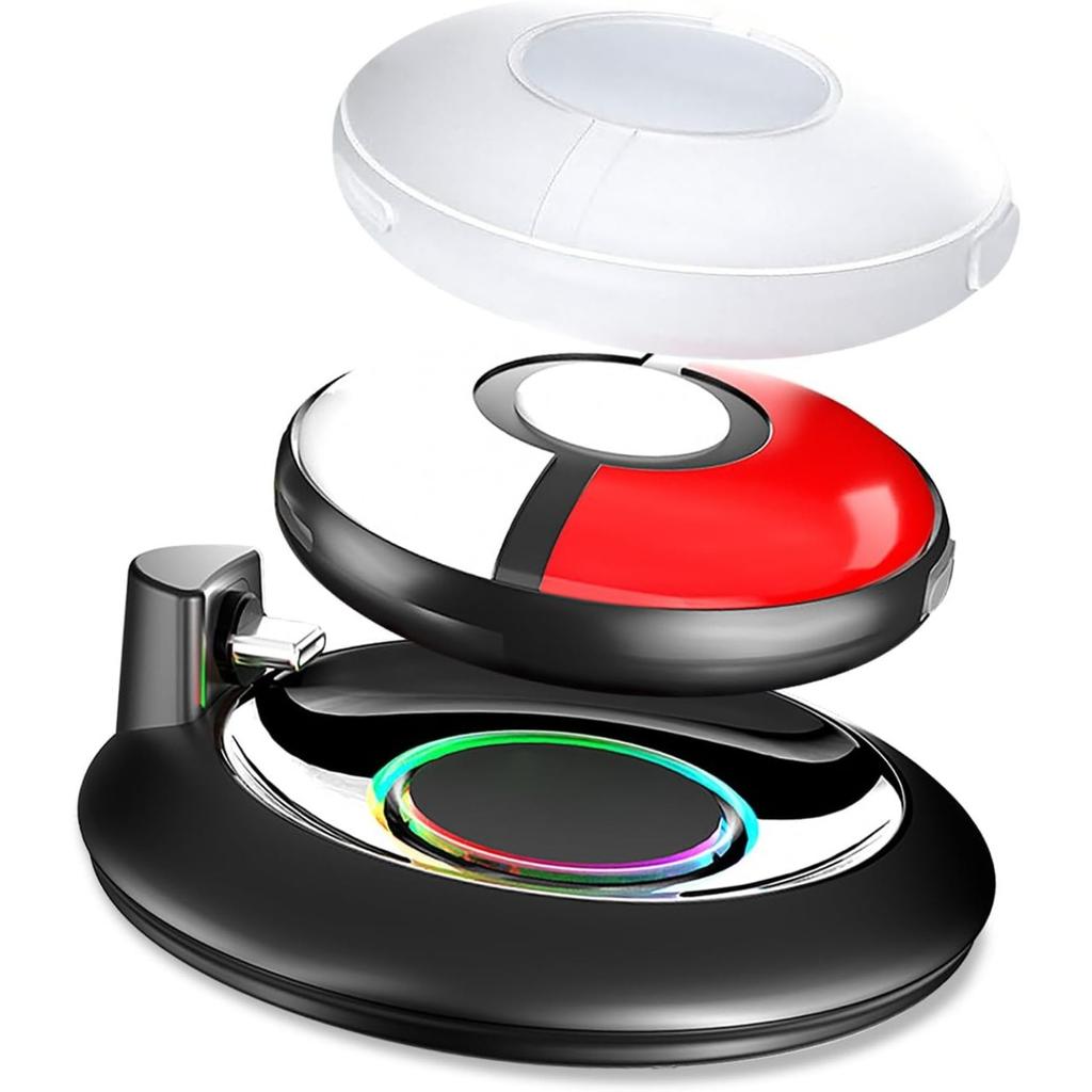 2 IN1 Magnetic Charging Stand and Silicone Protective Cover Pokémon GO Plus+ Charging Holder with USB Type-C Charger Cable and RGB Indicators