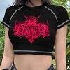 Women's T-shirt Harajuku Top Vintage Korean Demon Punk Gothic Anime Print Clothing Slim Fit Anime T-shirt