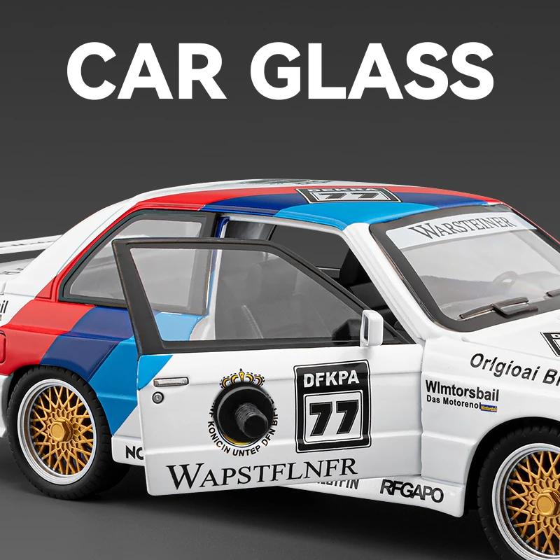 1:24 Scale BMW M3 Racing car 1988 Diecast Metal Alloy Miniature Model SoundLight Simulation Collection Children Toy Vehicle Gift