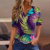 Women's T Shirt Print Button Short Sleeve Daily Weekend Fashion Basic V- Neck Regular Top