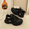 Popular platform dad shoes women's spring and autumn velvet ins tide 2024 new Hong Kong style versatile black casual sports shoes