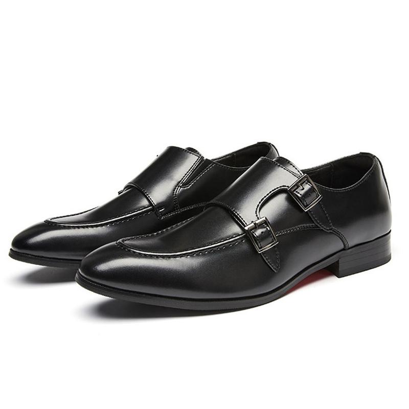 Британский Джентльмен Лоферы Monk Strap Новый Шарм Черные Коричневые Туфли для Мужчин Дизайнерские Формальные Свадебные Туфли для Выпускного Вечера Обувь для Возвращения Домой