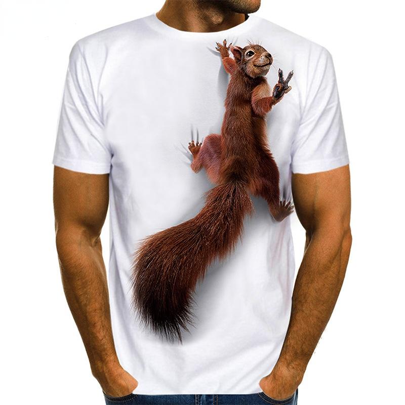 Men's Squirrel T Shirt 3D Print Shirt Animal Graphic Tees Lovely Pattern Tops Men/Women Cute Puppy Face Tee Funny Pet T-shirt