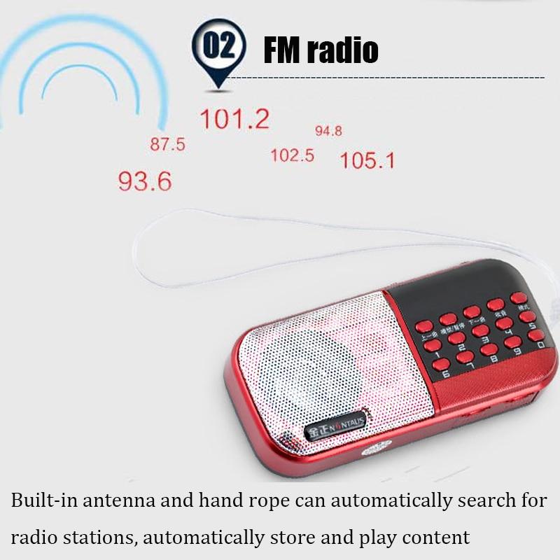 Мини-портативный FM-радио Перезаряжаемый радиодинамик MP3-плеер со светодиодным дисплеем HD Поддержка двойной TF-карты Память при выключении питания