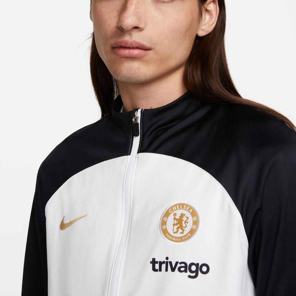 Nike Chelsea FC Dri-FIT Knit Soccer Track Jacket 'White Black' Men's DX3474-101