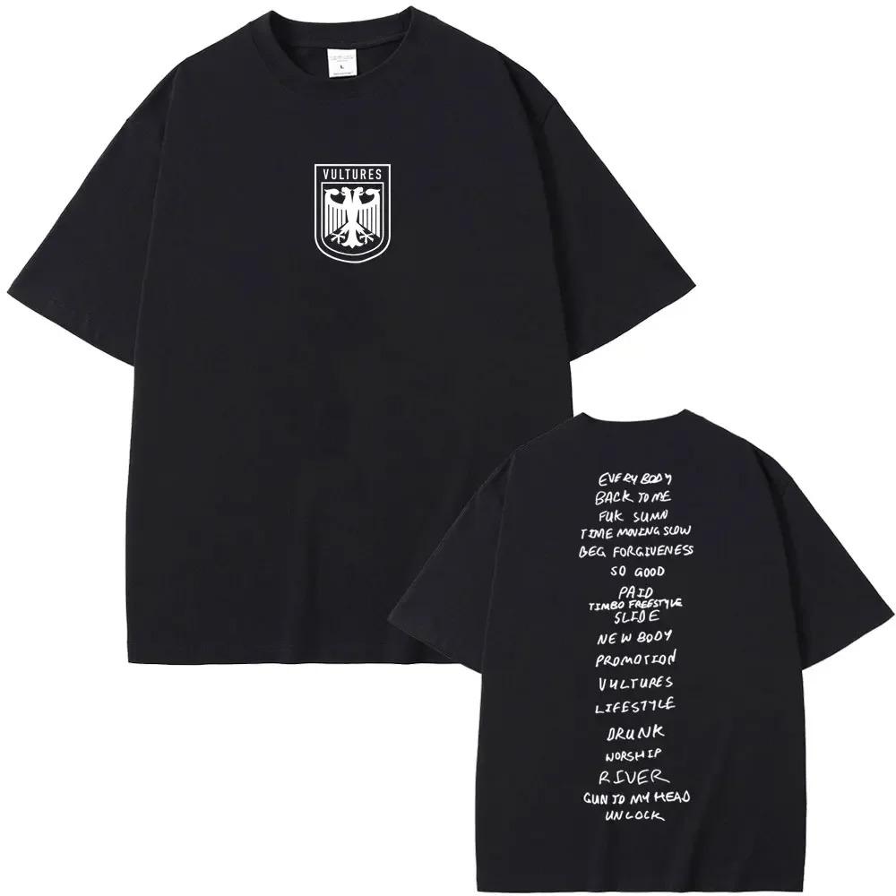 Rapper Kanye West New Music Album Vultures Graphic TShirts Men Women Hip Hop Street Fashion Oversized Tees Pure Cotton Tops