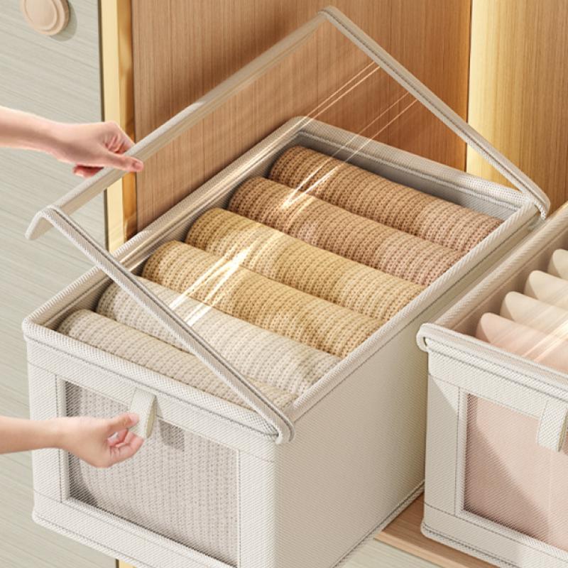 Видимый ящик для хранения гардероба с крышкой, пылезащитный ящик, ящик для хранения одежды, ящик для хранения футболок, джинсов, нижнего белья, брюк, органайзер