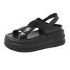 Fashion New Style Round Toe Wedge Cross Strap Platform Women's Shoes Fashion New Sports Casual Flat Sandals Chaussure Femme Black