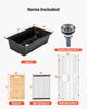 84 cm Granite Kitchen Sink Undermount Single Bowl Drop-In Basin for RV Bar