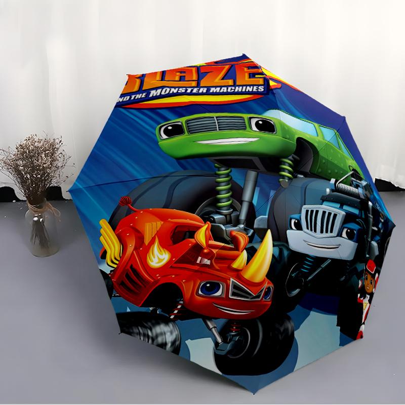 1pc Blaze and the Monster Machines (4) Umbrella, Sun Protection, And UV Shielding. It Has Eight Sturdy Ribs for Outdoor Use And Perfect Gift