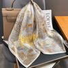 68cm Retro Flower Print Scarf Women's Spring and Summer Thin Imitation Silk Scarf Fashion Versatile Headscarf Shawl