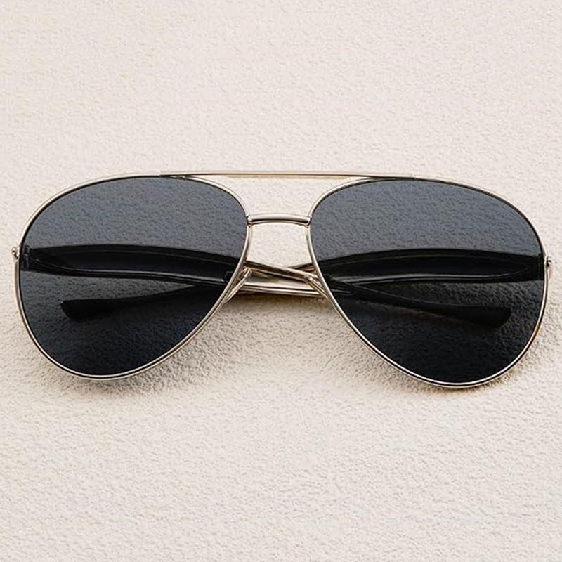 Trendy Oversized Round Aviator Sunglasses for Women Men Gold Metal Gradient Tea Oval Frame Pilot Sun Glasses UV400 Retro Shades