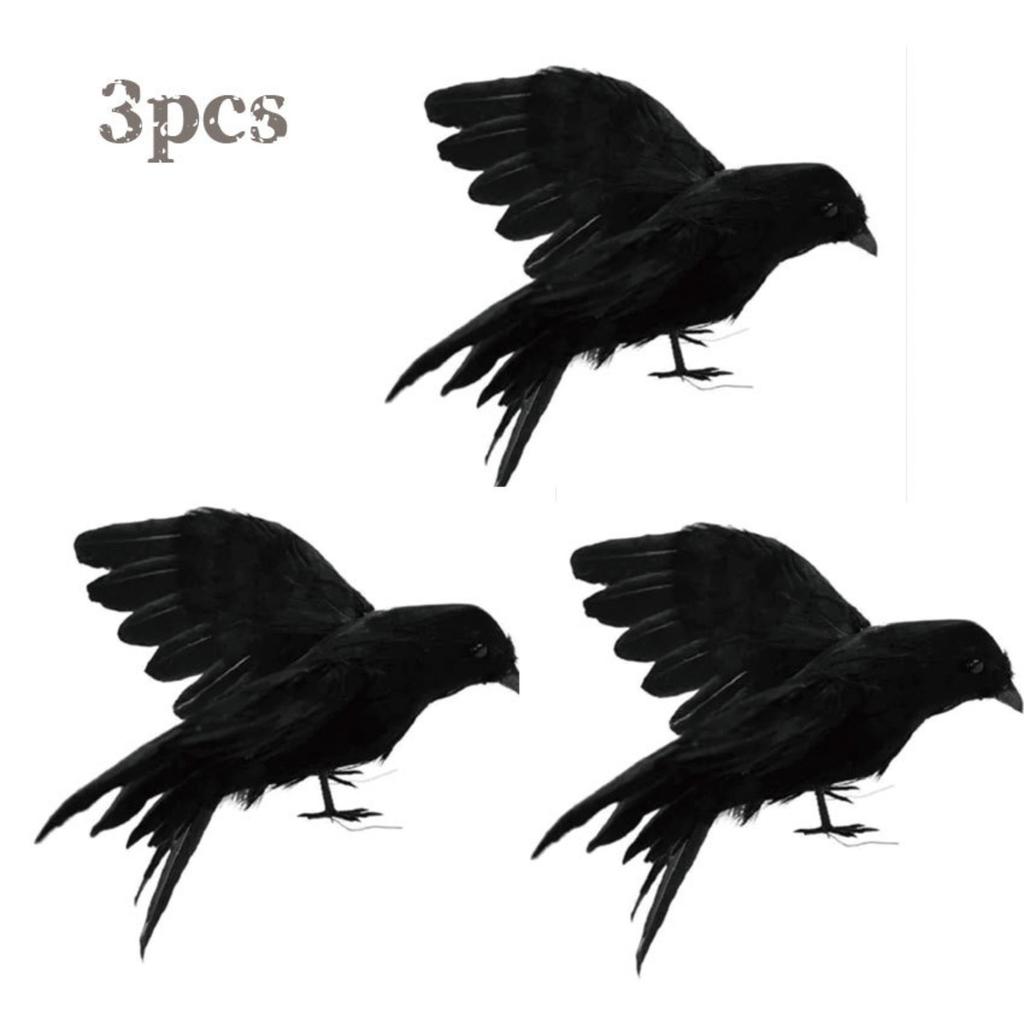 Black Crow Halloween Decoration Realistic Flying Crow Prop For Halloween Yard Garden