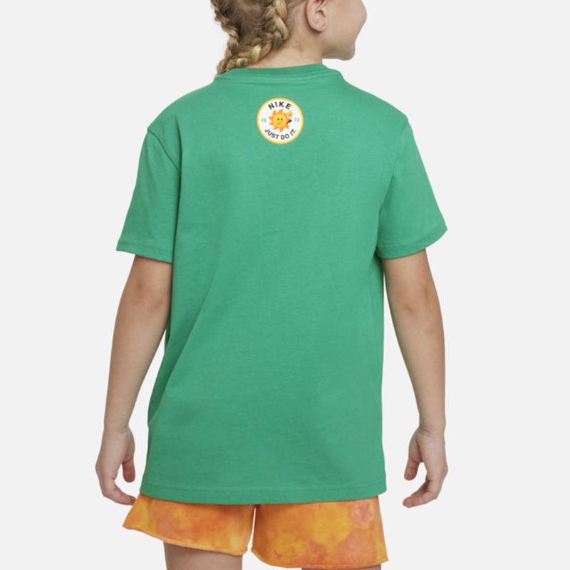 Nike Футболка с коротким рукавом и круглым вырезом с принтом мультяшного логотипа, детские топы, стадионно-зеленый FJ7237-324