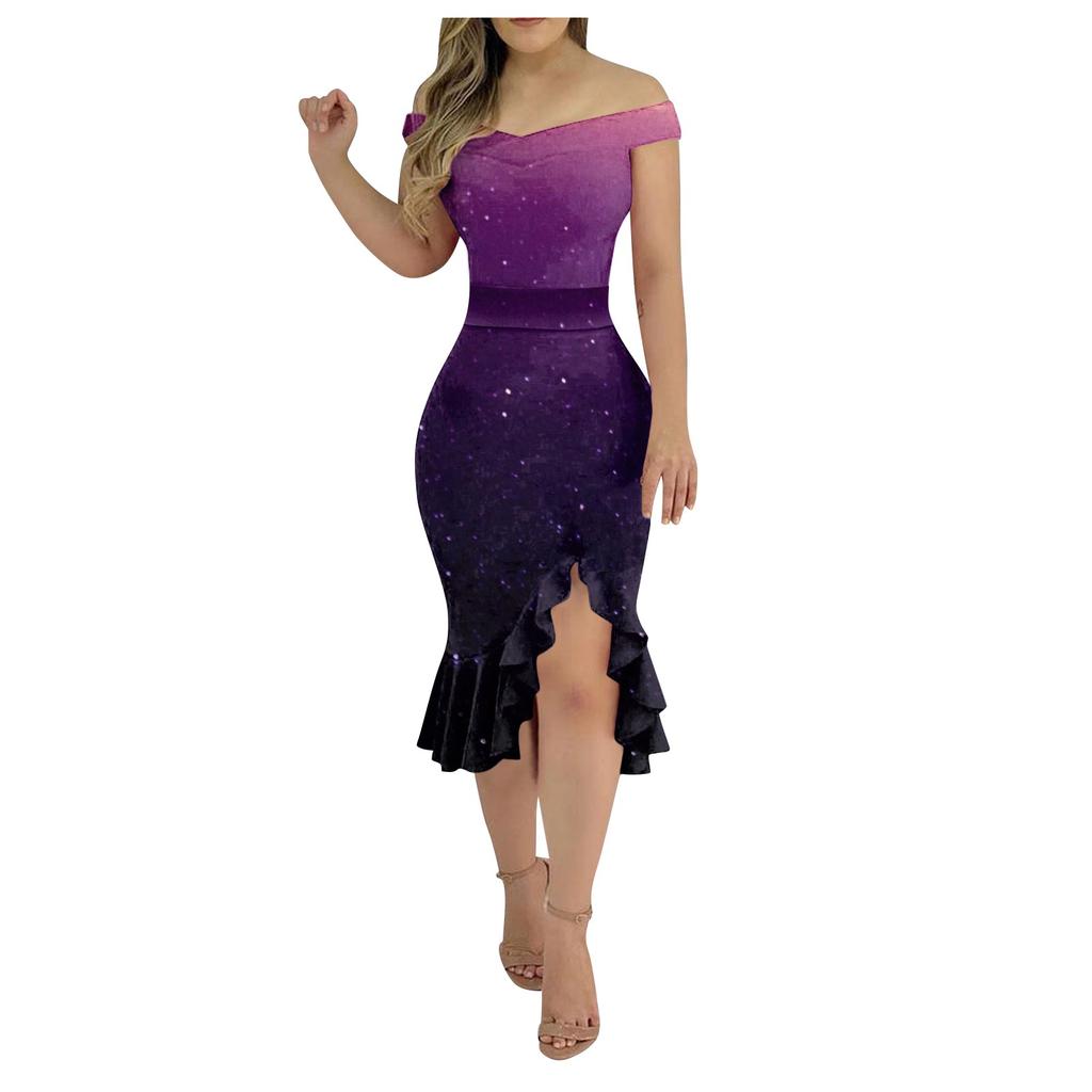 Женские повседневные платья для вечеринок с цветочным принтом, нерегулярный подол на одно плечо, сексуальное платье русалки с открытой спиной