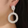 Light Luxury Full Diamond Geometric Round Women's Earrings Wedding Dress Dinner Accessories Personalized Fashion