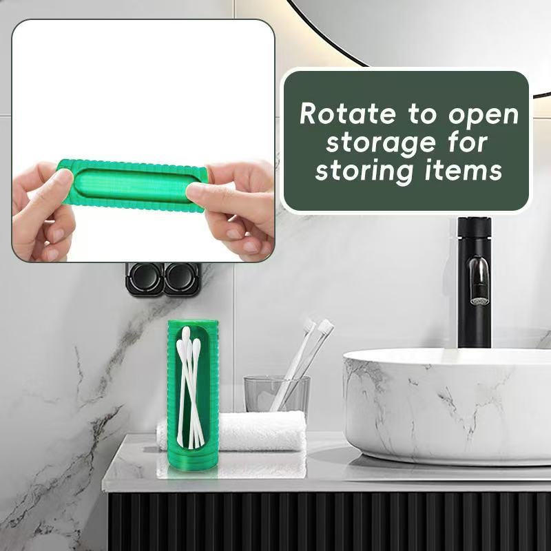Cotton Swab Storage Box Dust-Proof Sealable Stackable Design Transparent Visible Organizer For Cotton Buds Q-Tips Cosmetic Tools Bathroom Vanity Desk