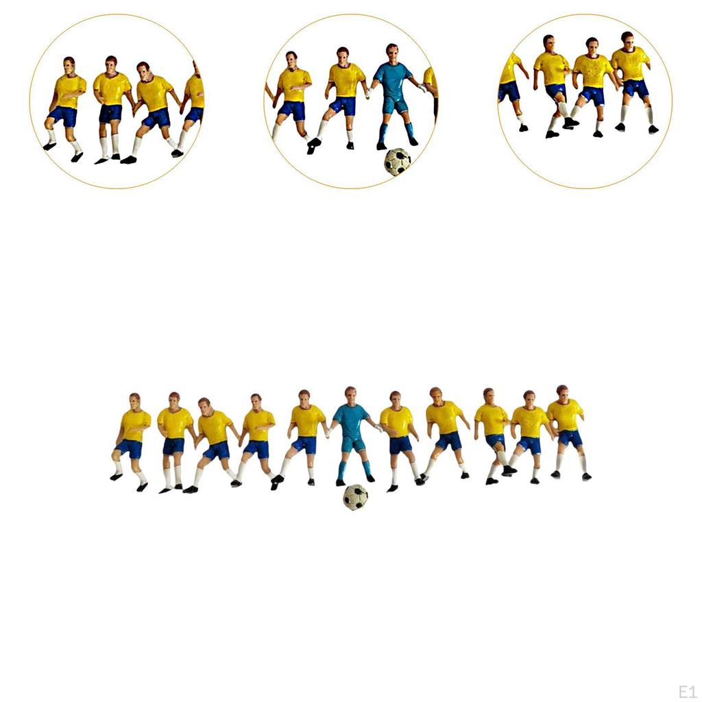 11 Pieces Miniature Football Player Figures Diorama Character Tiny People Model
