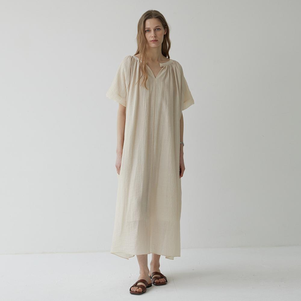 Mommet Marie Puff Maxi Dress Pink Beige