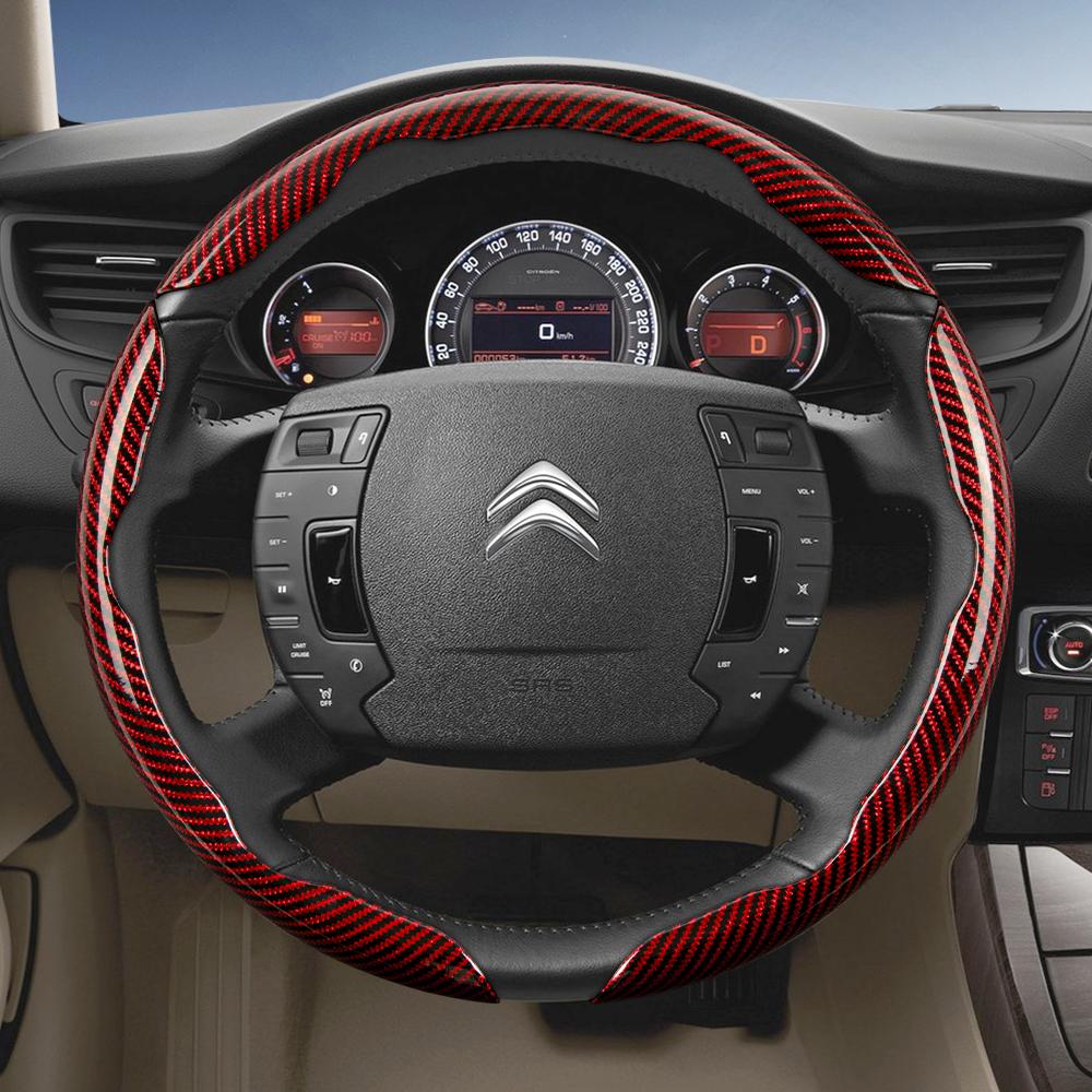Подходит для Citroen Рулевое колесо с текстурой под карбон, Сегментированный дизайн с быстрой фиксацией, Прочные черные аксессуары для моделей, таких как C3, C