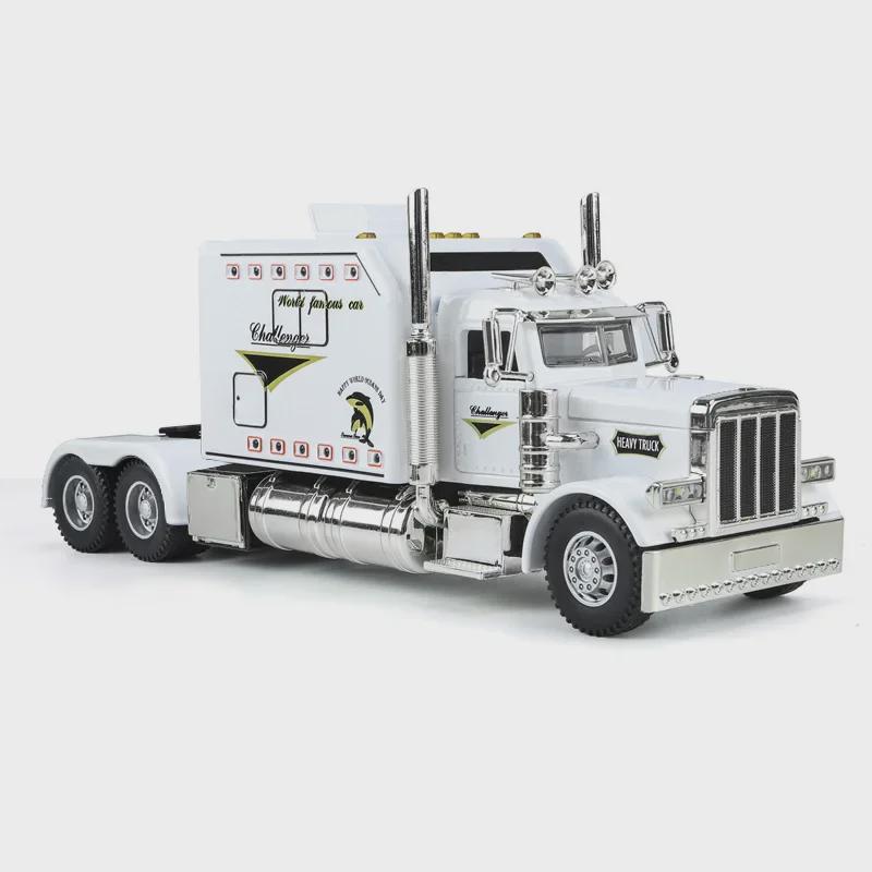 Модель трактора Peterbilt 389 Alloy в масштабе 1/24 со звуком и светом, инерционный механизм - детская подарочная игрушка